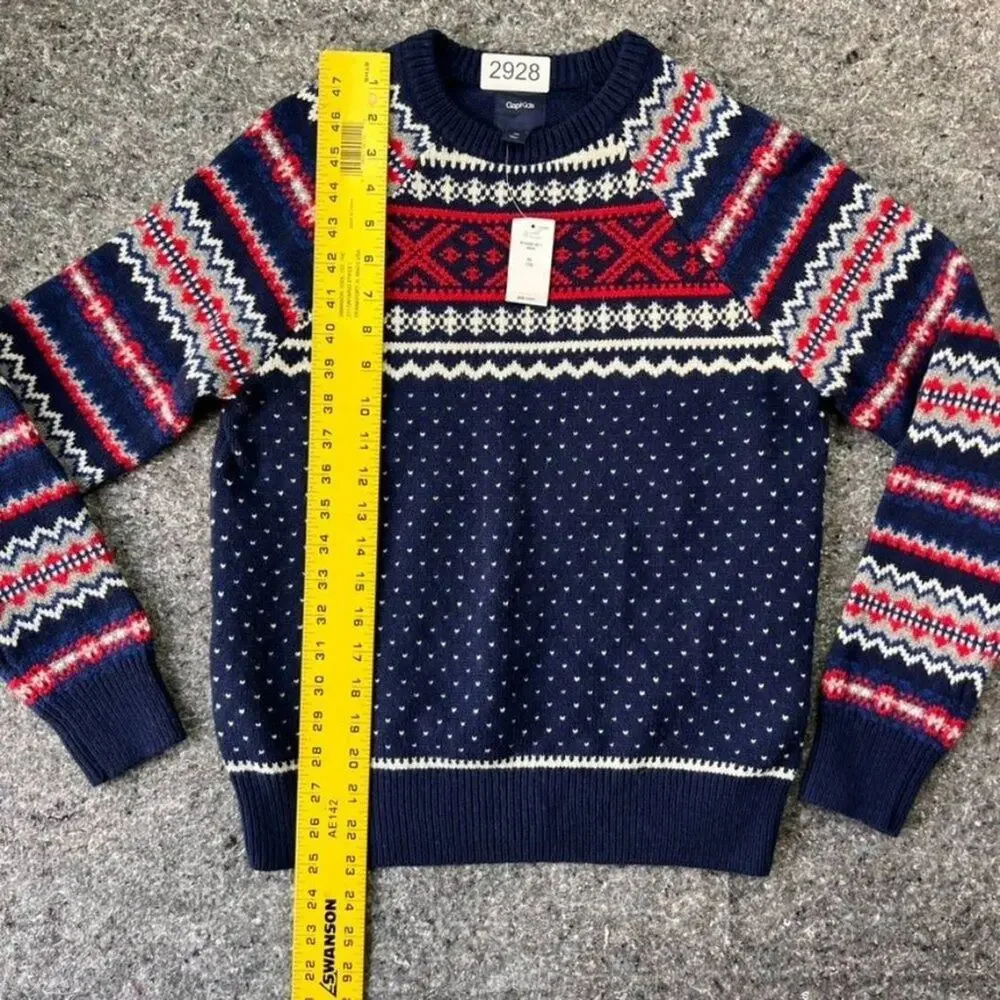 GAP Sweater Unisex Kids XL Wool Blend Fairisle Elysian Blue Multicolor Holiday